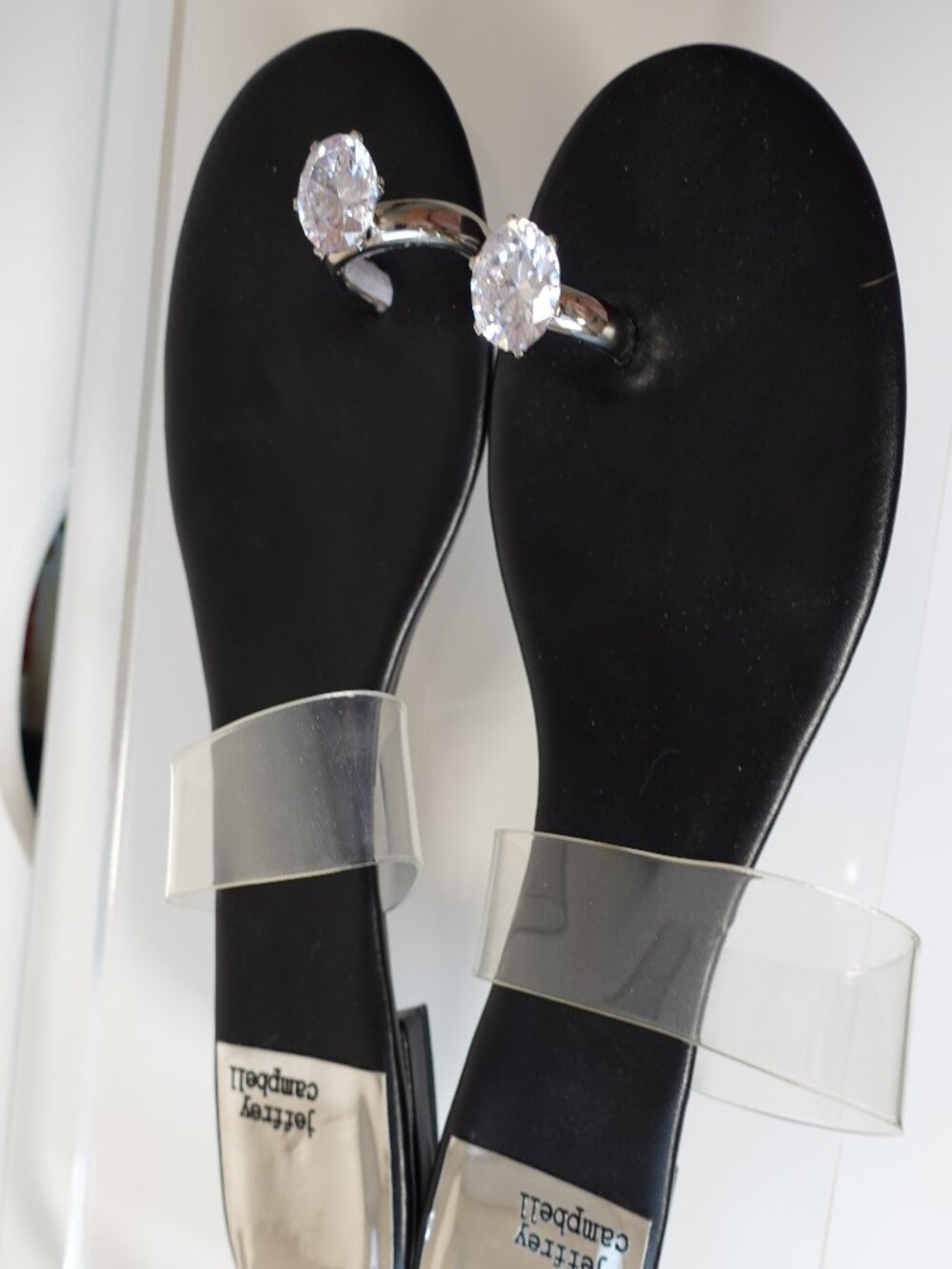 Jeffrey Campbell Women's Black and Silver Sandals Size 8